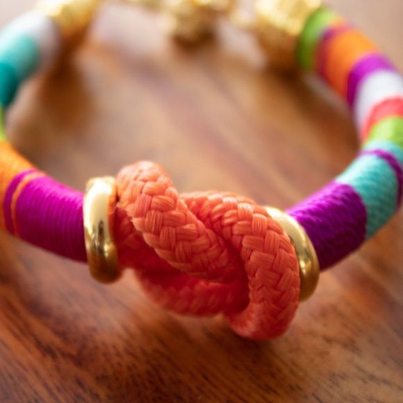 Handmade colorful bracelet gold plated adjustable new - Picture 3 of 4